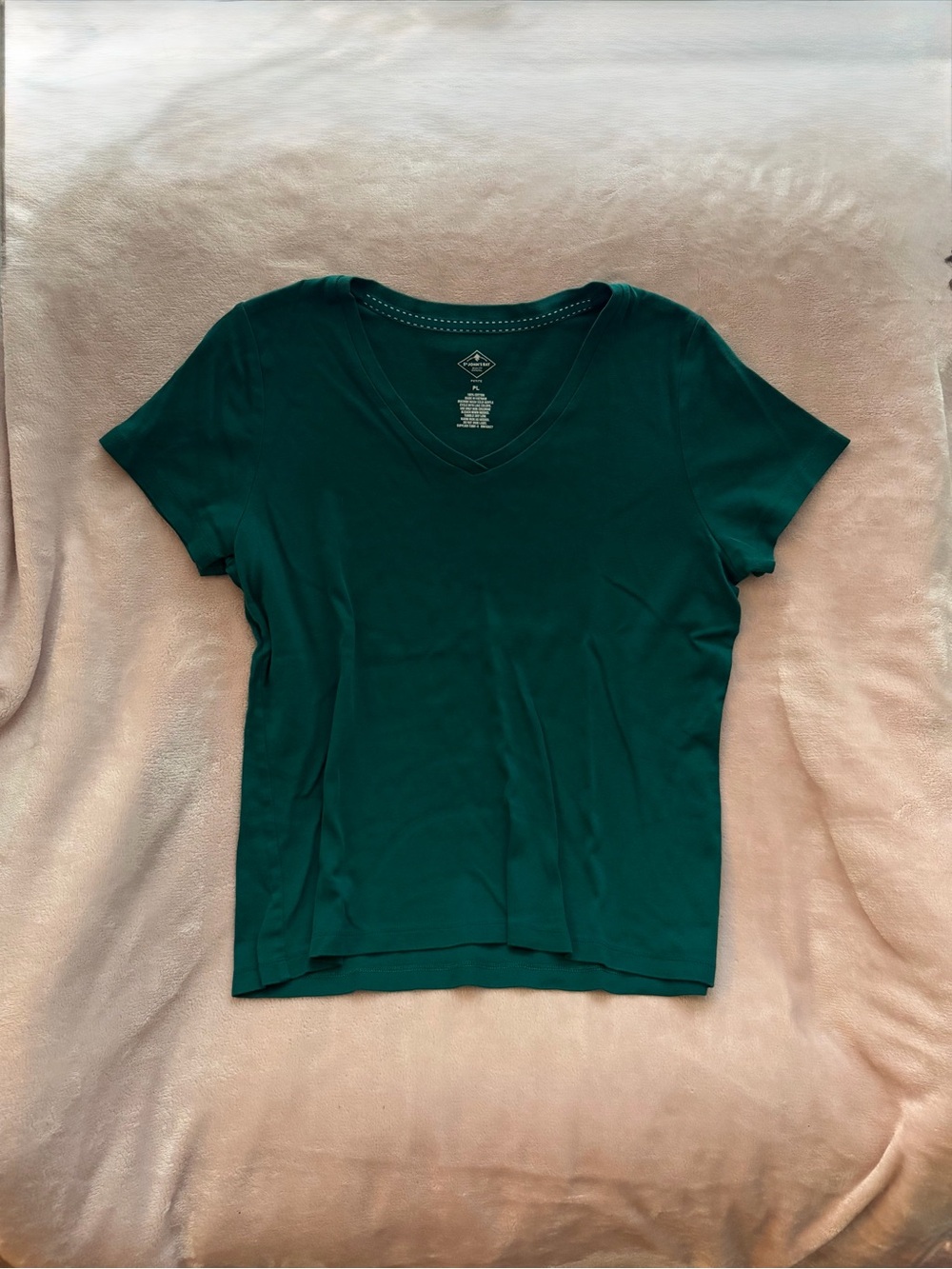 St. John's Bay Deep Teal V-Neck Short Sleeve Tee